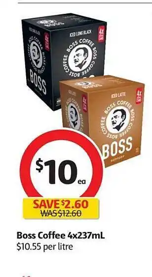 Coles Boss Coffee 4x237mL offer