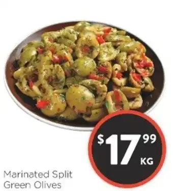 Marinated Split Green Olives per kg