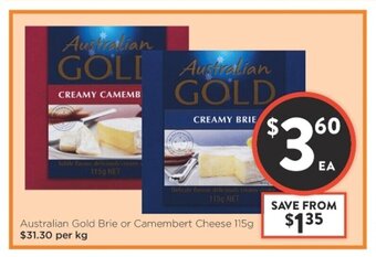 Foodworks Australian Gold Brie or Camembert Cheese 115g offer