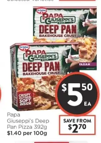 Foodworks Papa Giuseppi's Deep Pan Pizza 392g offer