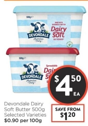Foodworks Devondale Dairy Soft Butter 500g offer