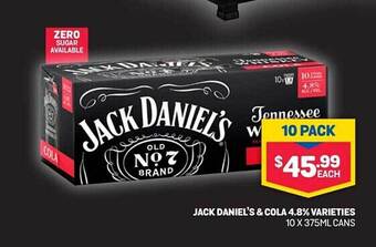 Bottlemart Jack Daniel's & Cola 4.8% Varieties offer