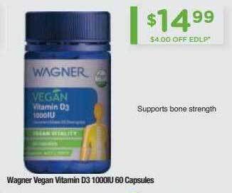 Chemist Warehouse Wagner Vegan Vitamin D3 1000iu 60 Capsules offer