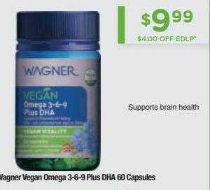 Chemist Warehouse Wagner Vegan Omega 3-6-9 Plus Dha 60 Capsules offer