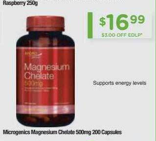 Chemist Warehouse Microgenics Magnesium Chelate 500mg 200 Capsules offer