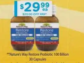 Chemist Warehouse Nature's Way Restore Probiotic 100 Bilion offer