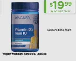 Chemist Warehouse Wagner Vitamin D3 1000 Iu 500 Capsules offer
