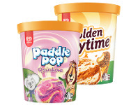 Streets Bubble O Bill, Golden Gaytime or Rainbow Paddle Pop Ice Cream Tub 1L