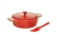 LivingStyles Chasseur La Cuisson Camembert Baker with Cheese Spreader - Red offer