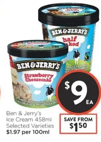 Foodworks Ben & Jerry's Ice Cream 485ml offer