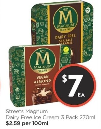 Foodworks Streets Magnum Dairy Free Ice Cream 3 Pack 270ml offer
