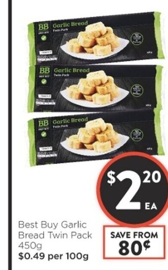 Foodworks Best Buy Garlic Bread Twin pack 450g offer