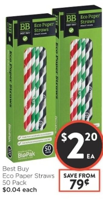Foodworks Best Buy Eco Paper Straws 50 Pack offer