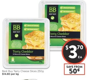 Foodworks Best Buy Tasty Cheese Slices 250g offer