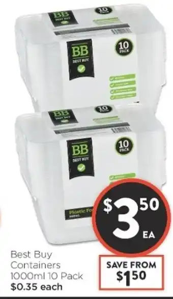 Foodworks Best Buy Containers 1000ml 10 Pack offer