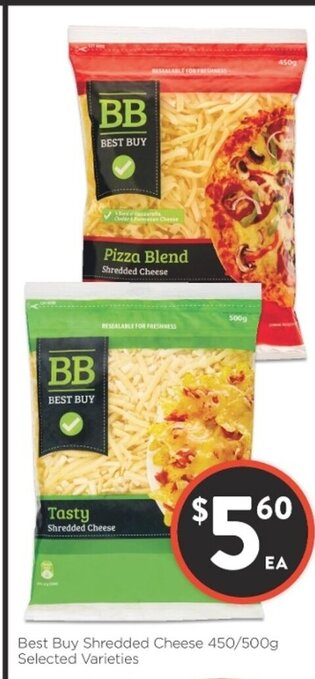 Foodworks Best Buy Shredded Cheese 450/500g offer