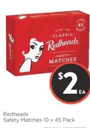 Redheads Safety Matches 10x 45 Pack