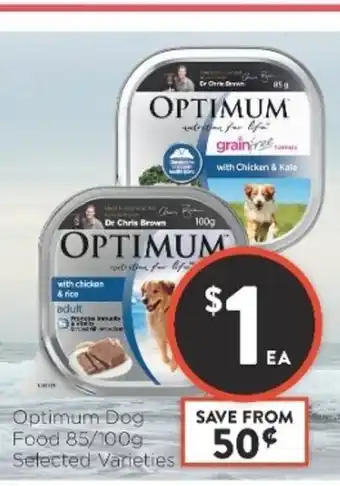 Foodworks Optimum Dog Food 85/100g offer