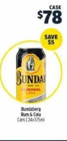 BWS Bundaberg Rum & Cola offer