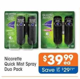 Good Price Pharmacy Nicorette Quick Mist Spray Duo Pack offer