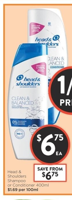 Foodworks Head & Shoulders Shampoo or Conditioner 400ml offer