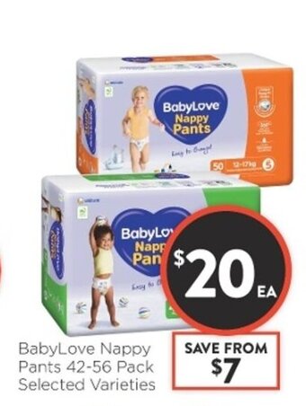 Foodworks BabyLove Nappy Pants 42-56 Pack offer