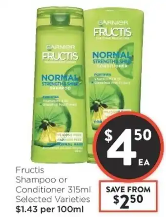 Fructis Shampoo or Conditioner 315ml