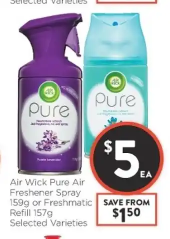 Air Wick Pure Air Freshener Spray 159g or Freshmatic Refill 157g