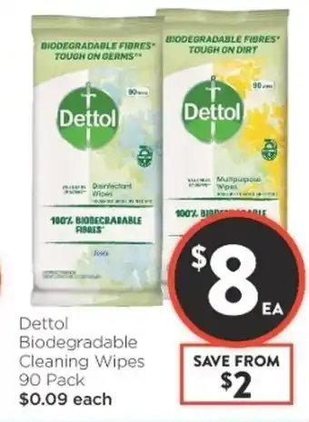 Foodworks Dettol Biodegradable Cleaning Wipes 90 Pack offer