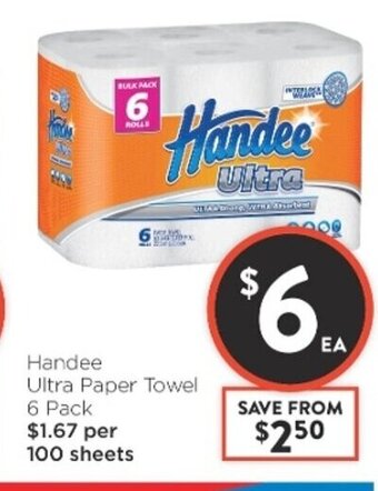 Foodworks Handee Ultra Paper Towel 6 Pack offer