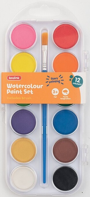 Officeworks Kadink 12 Colour Watercolour Paint Set offer