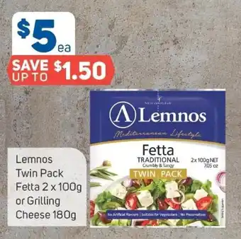 Foodland Lemnos Twin Pack Fetta 2x100g or Grilling Cheese 180g offer