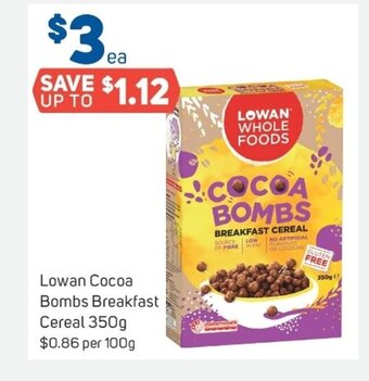 Foodland Lowan Cocoa Bombs Breakfast Cereal 350g offer