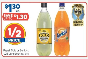 Foodland Pepsi, Solo or Sunkist 1.25 Litre offer