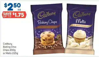 Foodland Cadbury Baking Choc Chips 200g or Melts 225g offer