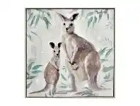 LivingStyles "Kangaroo Family" Framed Hand Painted Canvas Wall Art, 80cm offer