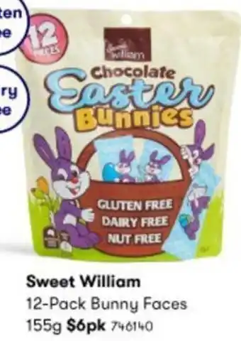 BIG W Sweet William 12-Pack Bunny Faces 155g 746140 offer
