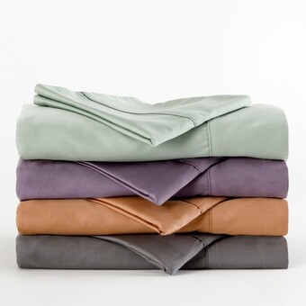 Pillow Talk 400 Thread Count Bamboo Cotton Flat Sheet by Habitat offer