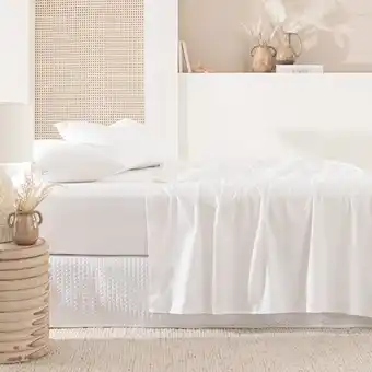 Pillow Talk White Flannelette Sheet Set by Habitat offer
