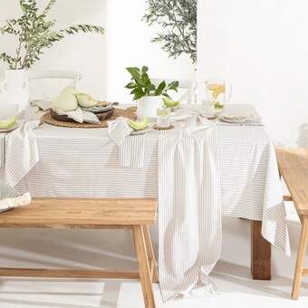 Pillow Talk Catania Stripe Natural Table Linen by Habitat offer