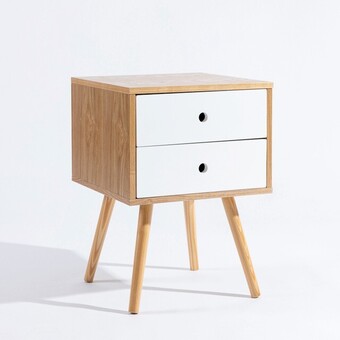 Kent Natural/White Bedside Table by Habitat