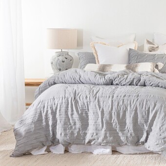 Pillow Talk Reese Grey Quilt Cover Set by Essentials offer