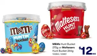 BIG W M&Ms Hunt Bucket 270g or Maltesers 126860,126861 offer