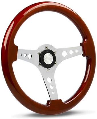 Autobarn SAAS Logano Chrome Wood Steering Wheel offer
