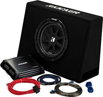 Autobarn Kicker 10” Subwoofer in Slim Enclosure Plus Amplifier & Wiring Kit offer