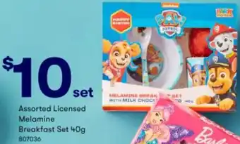 BIG W Assorted Licensed Melamine Breakfast Set 40g 807036 offer