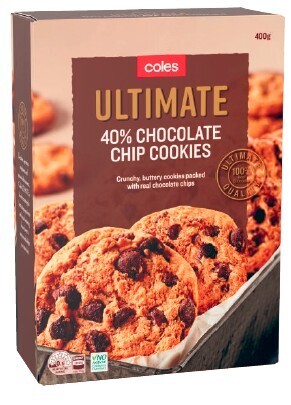 Coles Coles Ultimate 40% Chocolate Chip Cookies 400g offer
