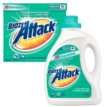 Coles Biozet Attack Laundry Liquid 2 Litre or Powder 2kg offer