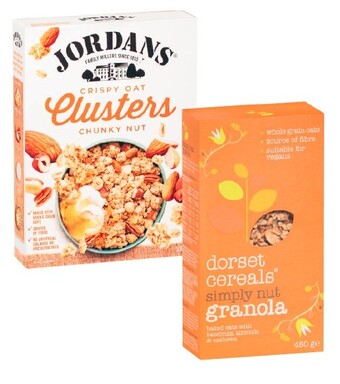 Jordans Granola or Oat Clusters 500g-750g or Dorset Granola or Muesli 450g