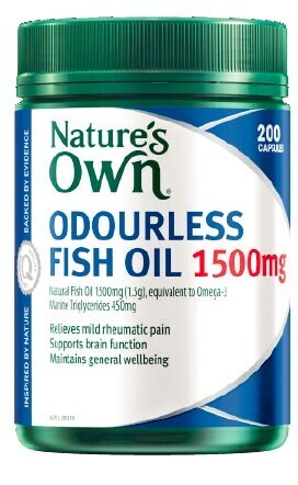 Coles Nature’s Own Odourless Fish Oil 1500mg Capsules 200 Pack offer